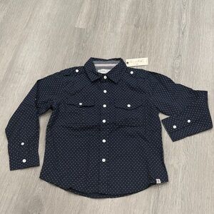 Sovereign Code Navy Blue Dot Button-Down Long Sleeve Shirt